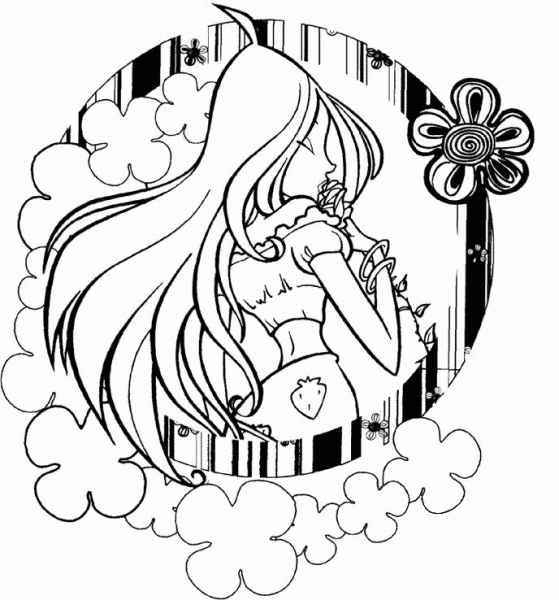 Flora in flowers  coloring page image