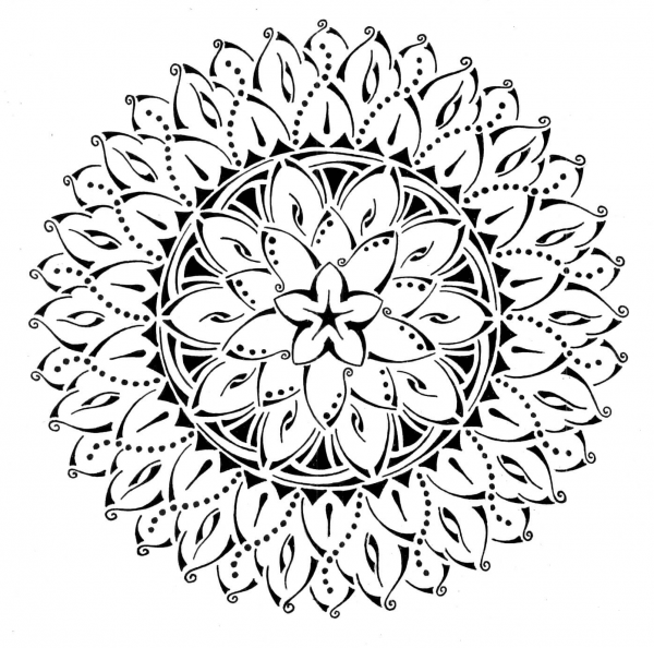 Floral Tribal Mandala coloring page image