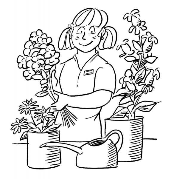 Florist coloring page image