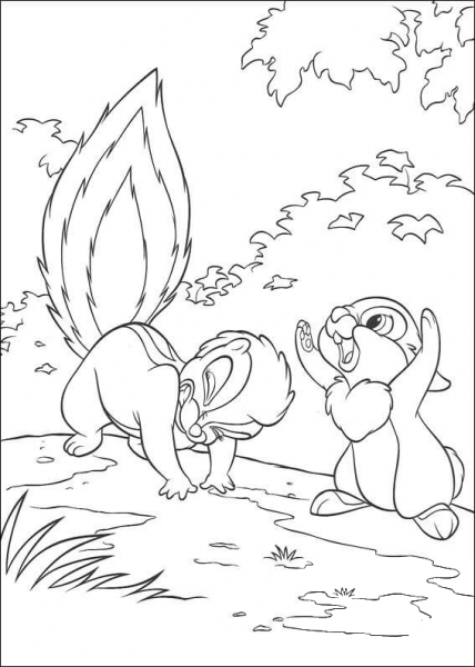 Flower And Thumper  coloring page image