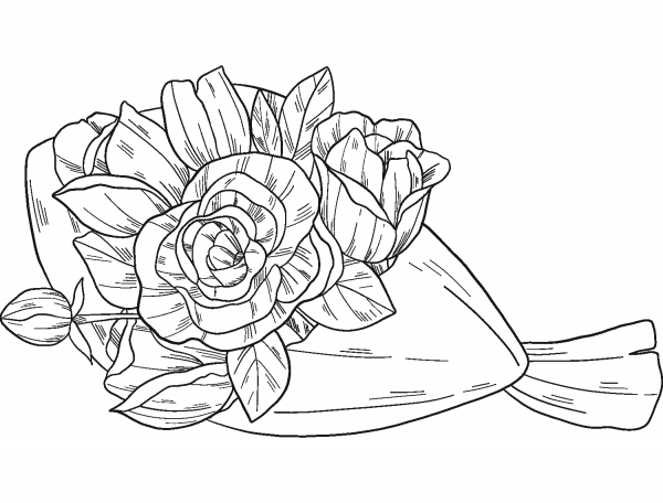 Flower Bouquet coloring page image
