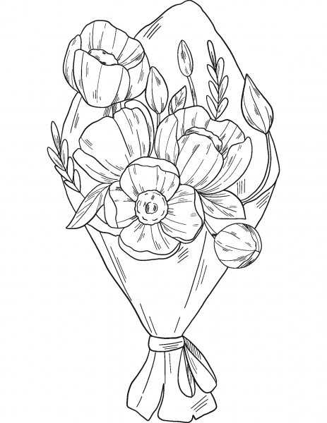 Flower Bouquet coloring page image