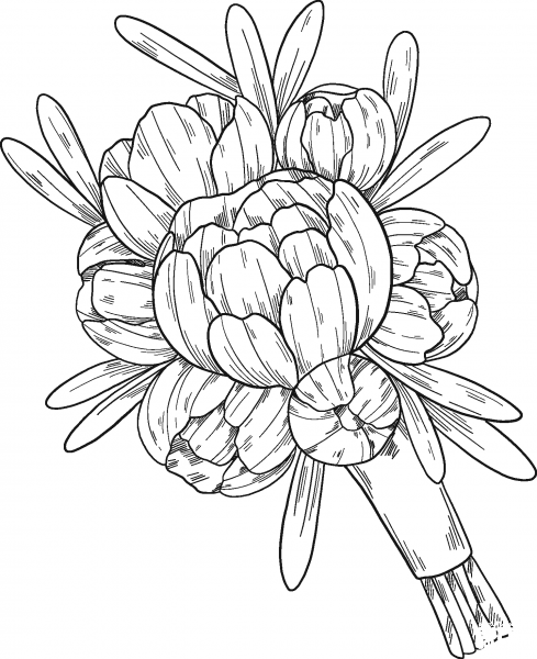 Flower Bouquet coloring page image