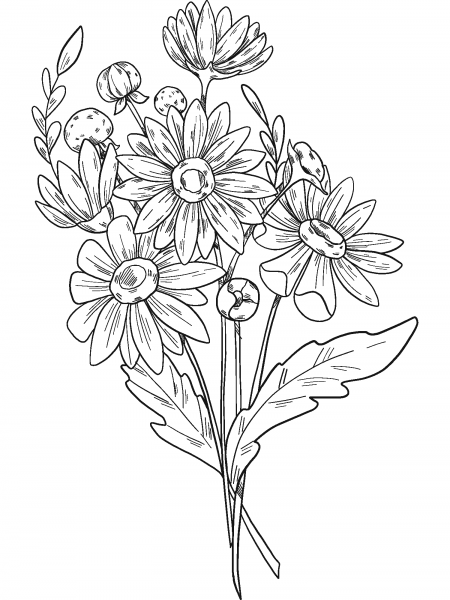 Flower Bouquet coloring page image