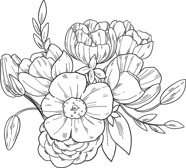 Flower Bouquet coloring page image