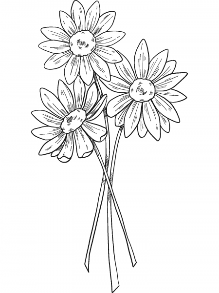 Flower Bouquet coloring page image