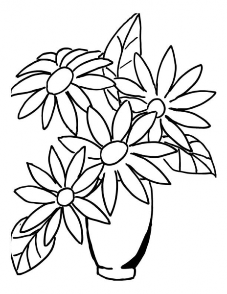 Flower Bouquet in a Vase  coloring page image