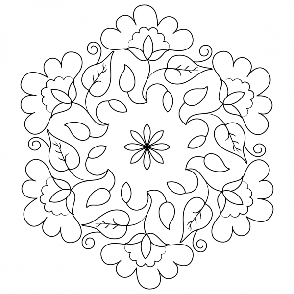 Flower Buds Kolam coloring page image