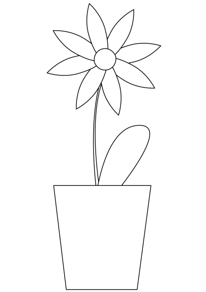 Flower in a Pot coloring page image