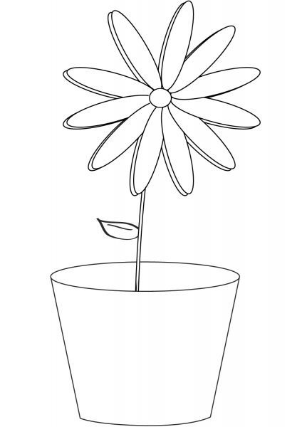 Flower in a Pot coloring page image