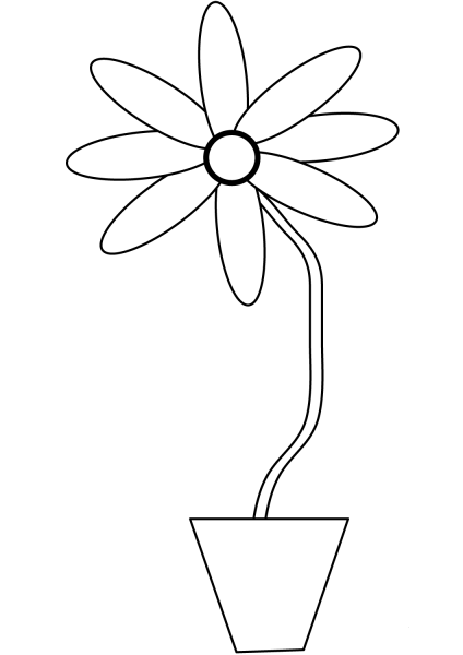 Flower in a Pot coloring page image