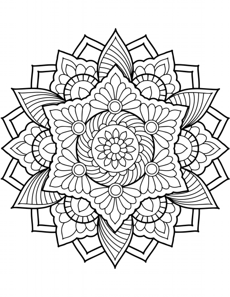 Flower Mandala coloring page image