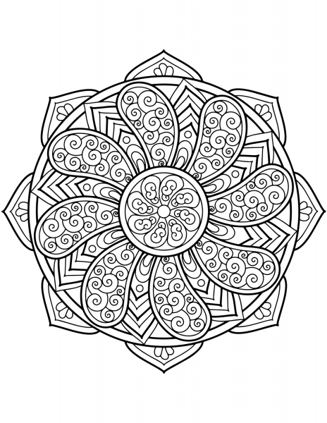 Flower Mandala coloring page image