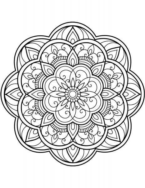 Flower Mandala coloring page image