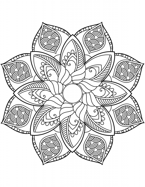 Flower Mandala coloring page image
