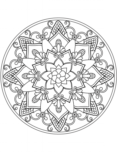 Flower Mandala coloring page image