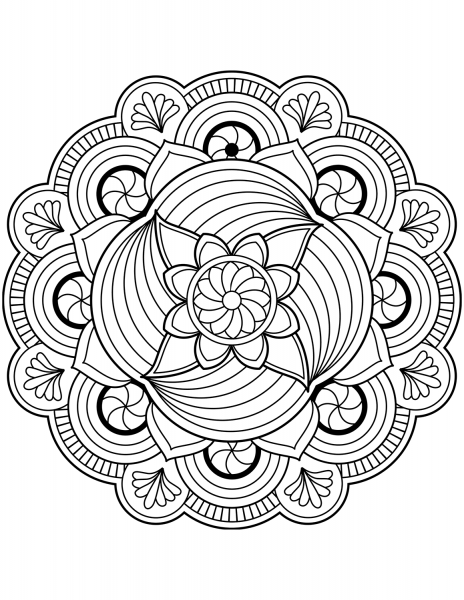 Flower Mandala coloring page image