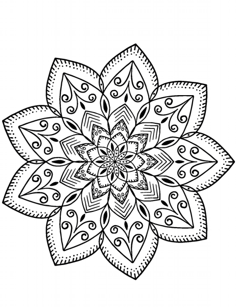 Flower Mandala coloring page image