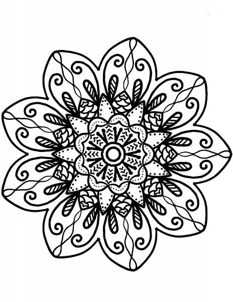 Flower Mandala coloring page image