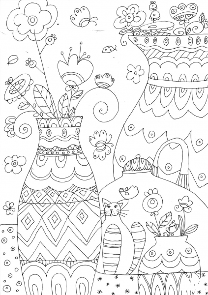 Flower Vases coloring page image