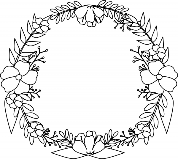 Flower Wreath coloring page image