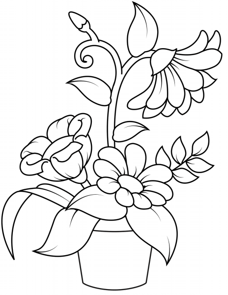 Flowerpot coloring page image