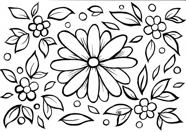Flowers coloring page image