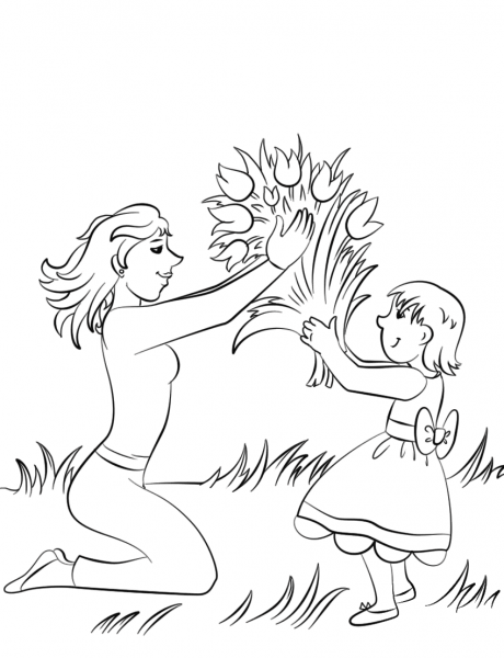 Flowers for the Best Mom in the World coloring page image