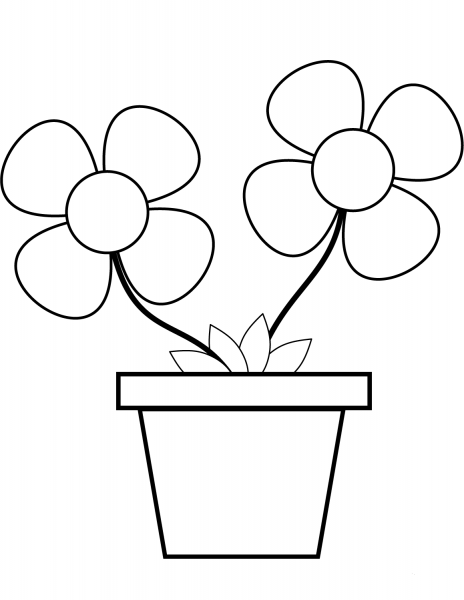 Flowers in a Pot coloring page image