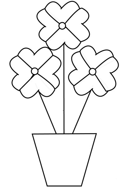 Flowers in a Pot coloring page image