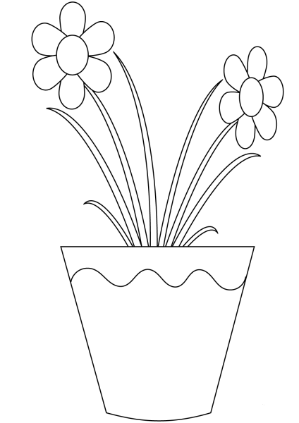Flowers in a Pot coloring page image