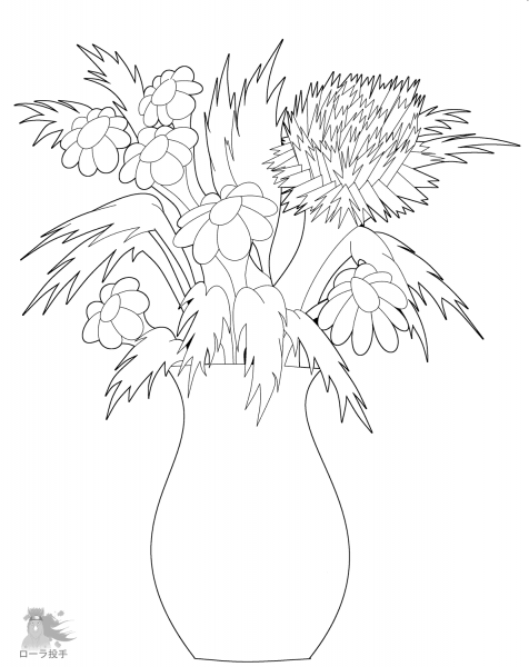 Flowers in Vase coloring page image