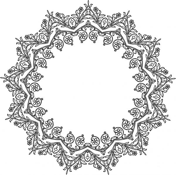 Flowery Vintage Frame coloring page image