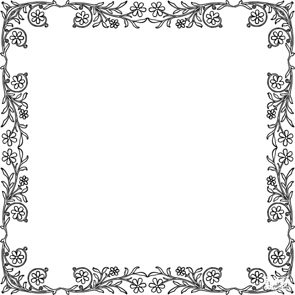 Flowery Vintage Frame coloring page image