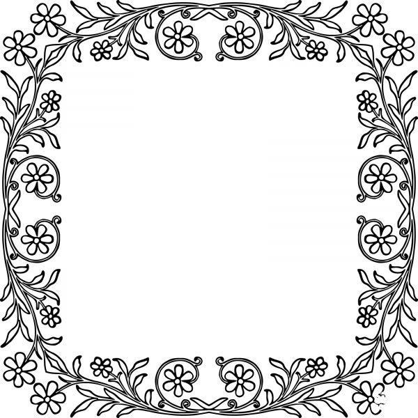 Flowery Vintage Frame coloring page image