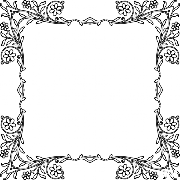 Flowery Vintage Frame coloring page image