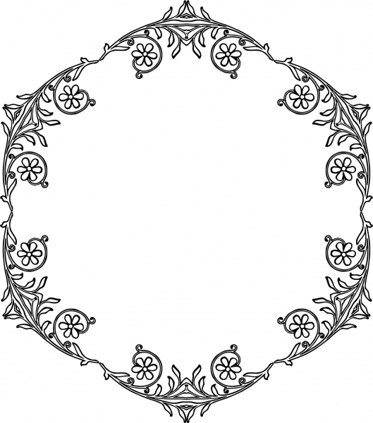 Flowery Vintage Frame coloring page image
