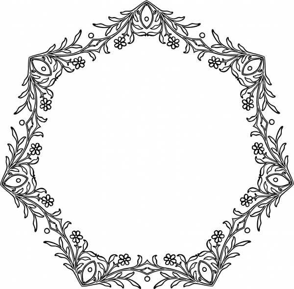 Flowery Vintage Frame coloring page image