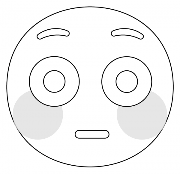 Flushed Face Emoji coloring page image