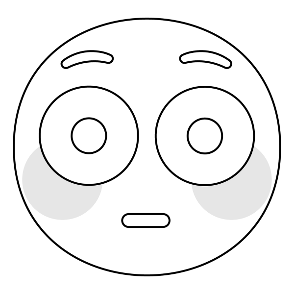 Flushed Face Emoji coloring page image