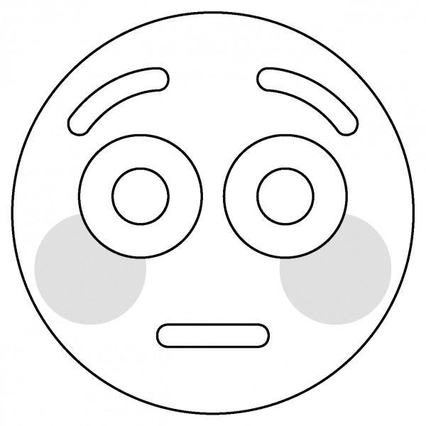 Flushed Face Emoji coloring page image