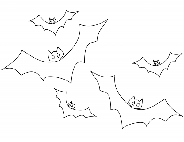 Flying bats coloring page image