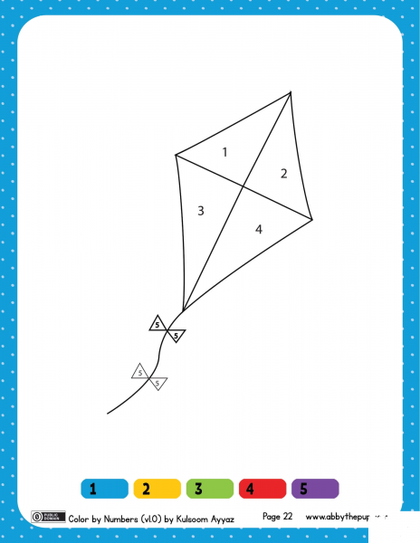 Flying Kite Color by Numbers 1-5 image