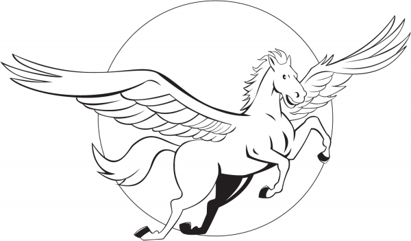 Flying Pegasus coloring page image