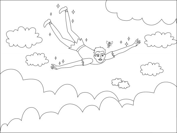 Flying Peter Pan coloring page image