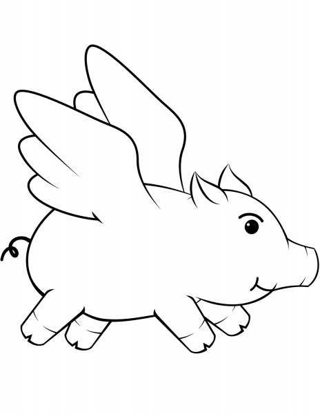 Flying Pig coloring page image