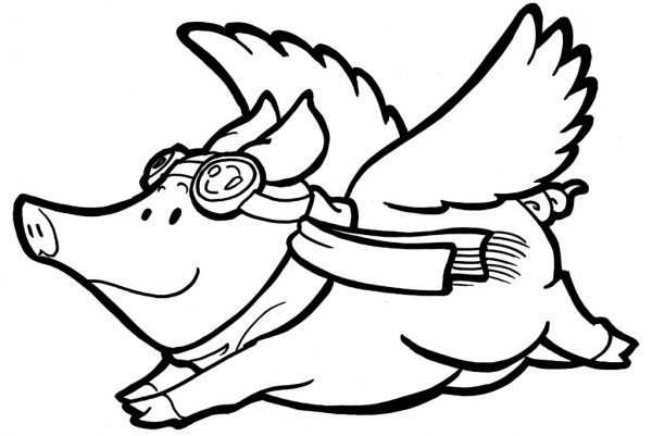 Flying Pig coloring page image