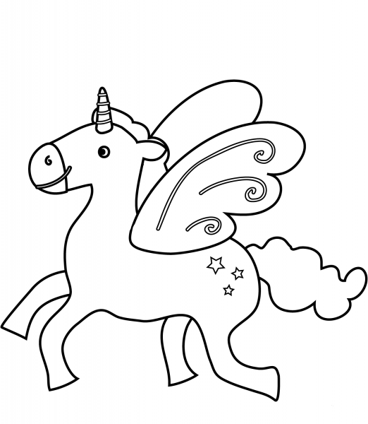 Flying Unicorn coloring page image