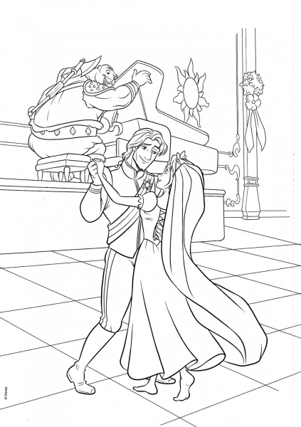 Flynn and Rapunzel Wedding Dance coloring page image