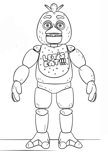 FNAF Toy Chica coloring page image